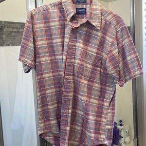 Pendleton 100% cotton plaid short sleeve shirt large